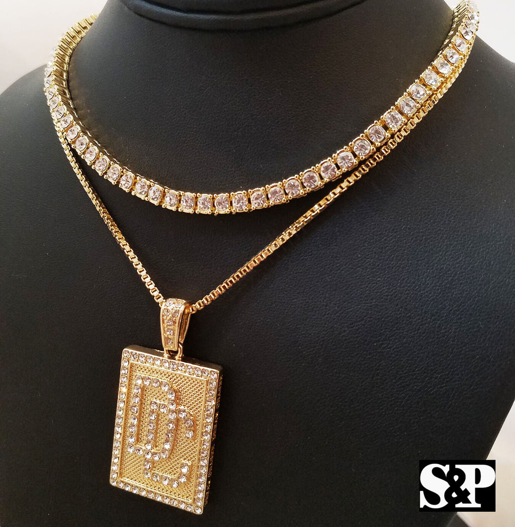 Choker 16" 1 Row Diamond Tennis Chain & Necklace Set I3501