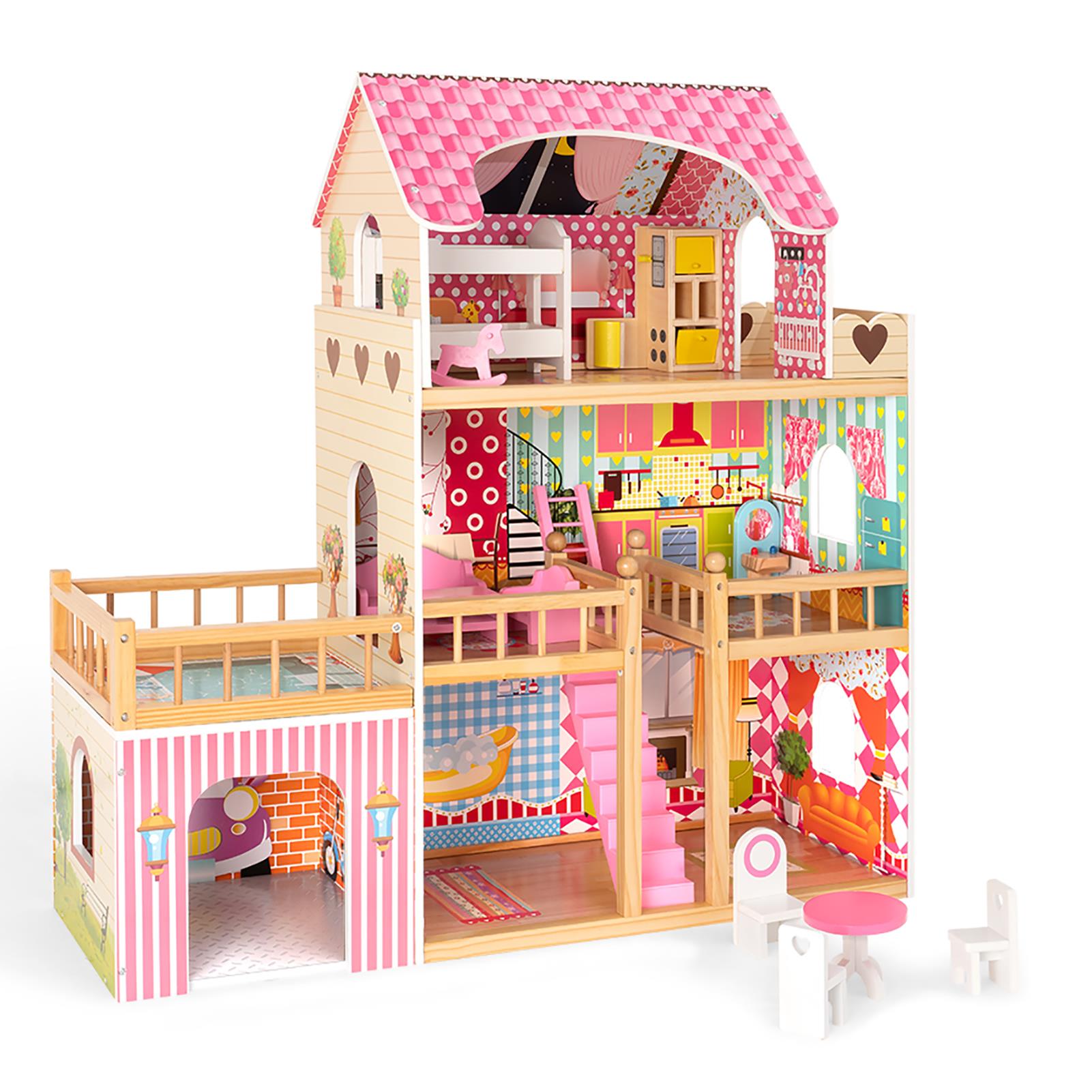 Dollhouse Toy Family House with 7 pcs Furniture L297