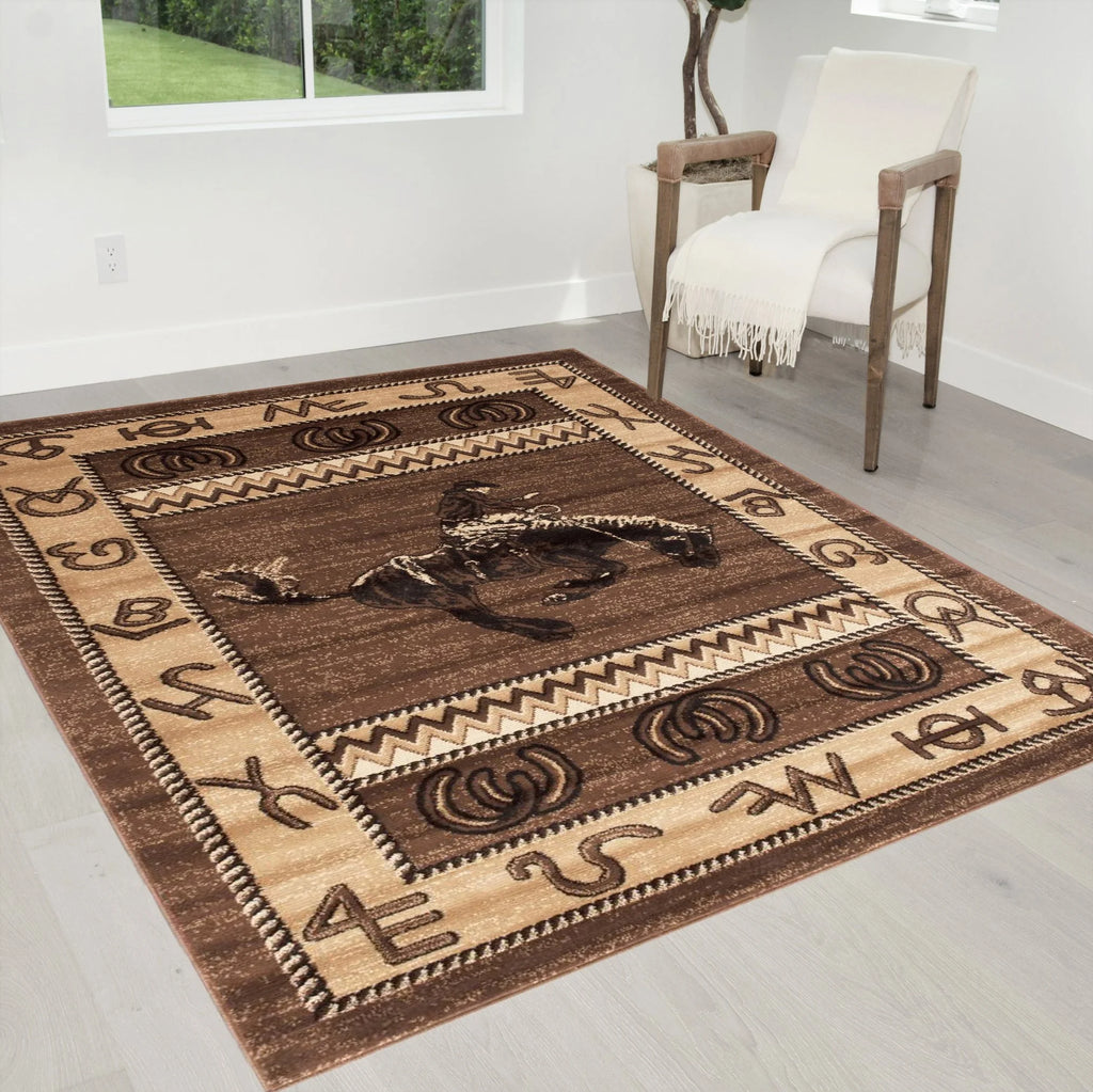 Chocolate Brown/Beige Cabin Area Rug W262162