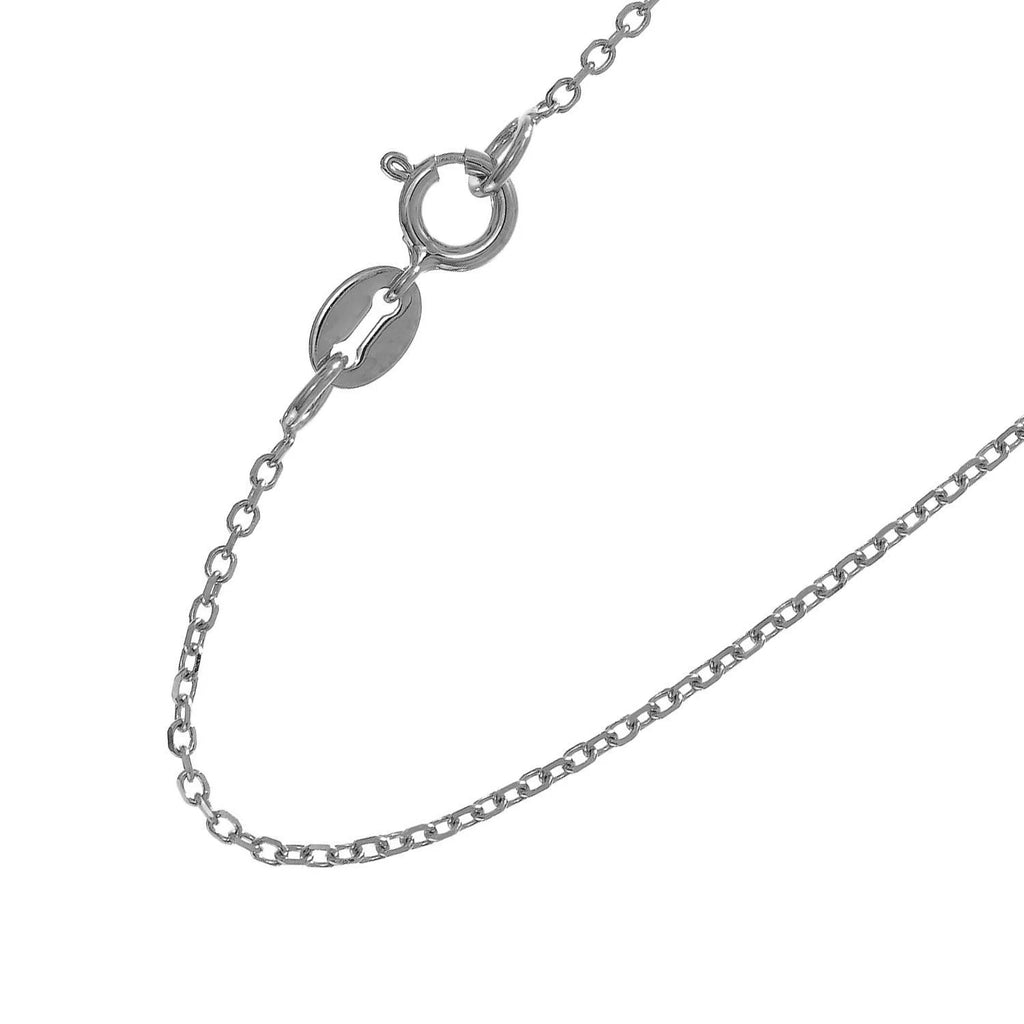 14k Solid White Gold Cable Chain Necklace, 13 Inches B591