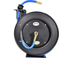 Retractable Air Hose Reel, 1/2" x 50' Ft, Steel, Rubber Hose T649