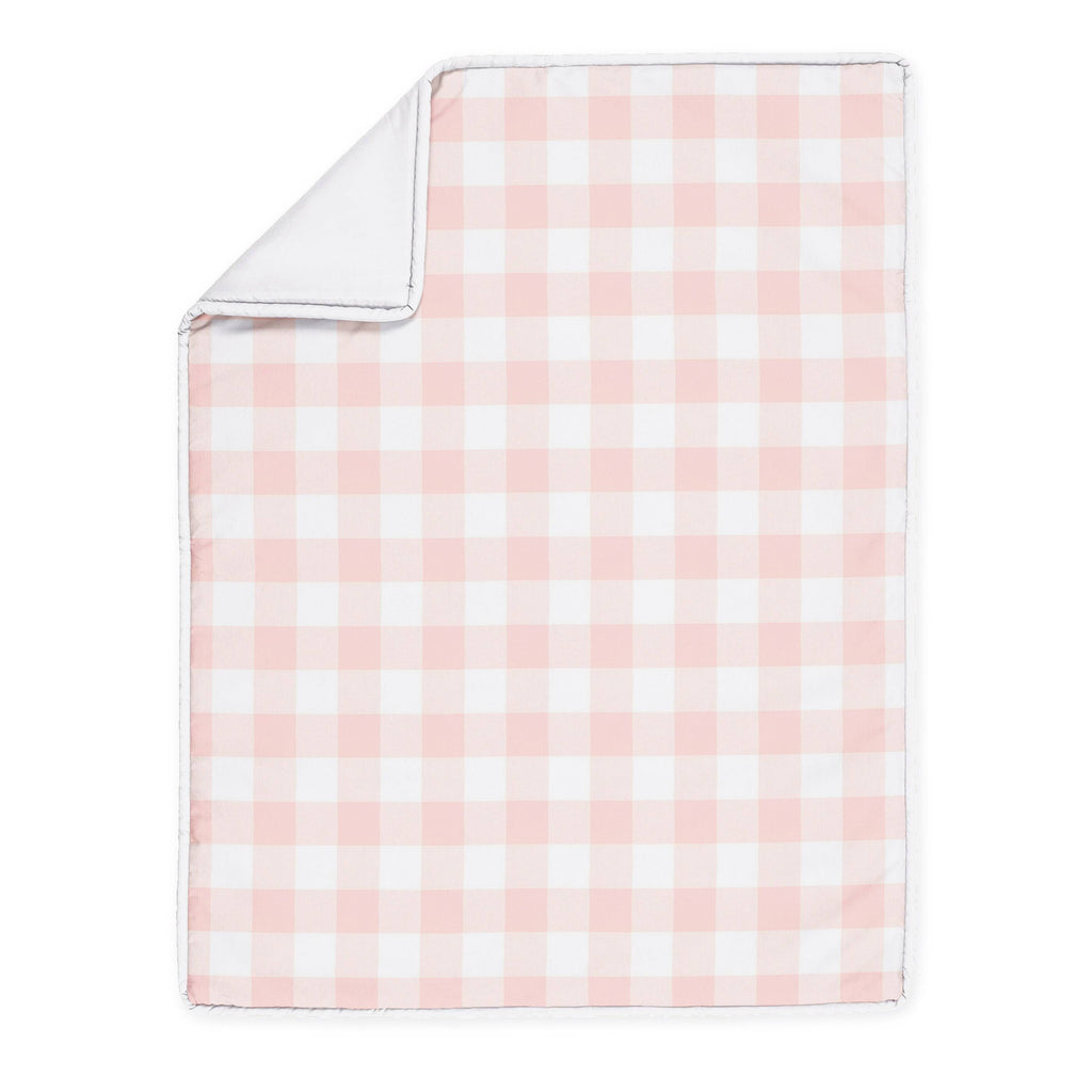 Pink Buffalo Plaid Check Baby Girl Nursery Crib Bedding Set - 4 Pieces - Blush and White S925