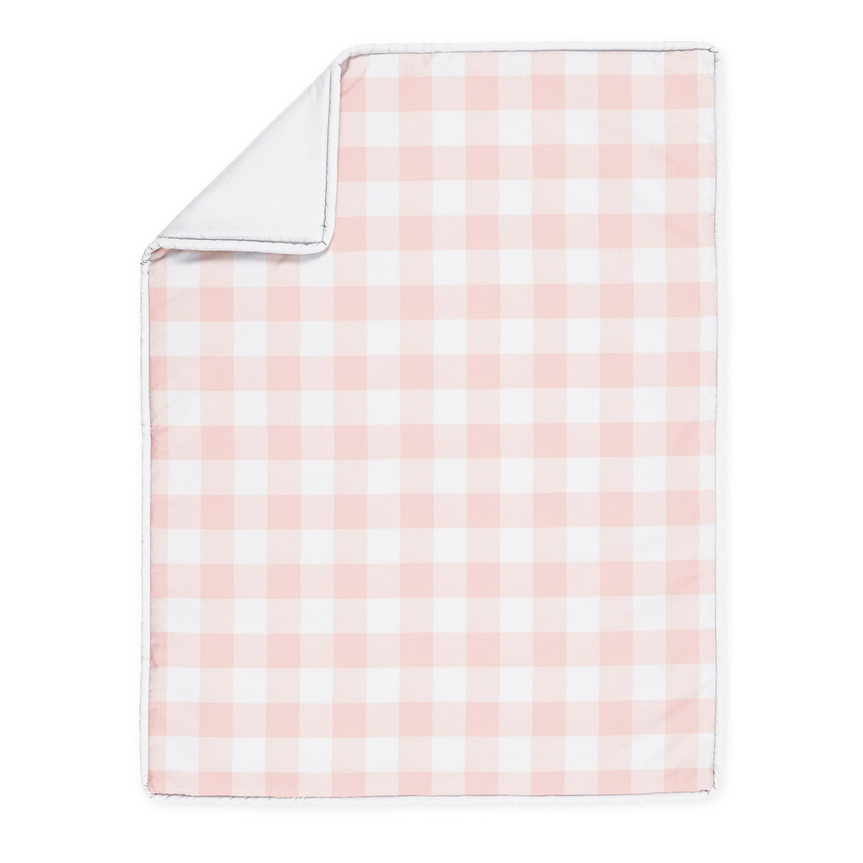 Pink Buffalo Plaid Check Baby Girl Nursery Crib Bedding Set - 4 Pieces - Blush and White S925