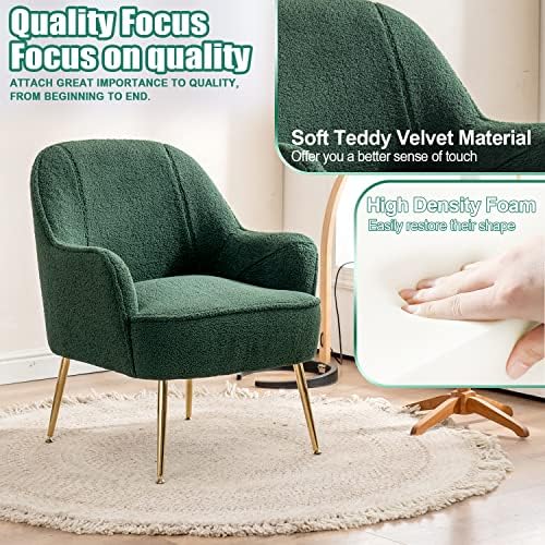 Yellow Teddy Velvet Accent Barrel Chair with Golden Adjustable Legs X54344
