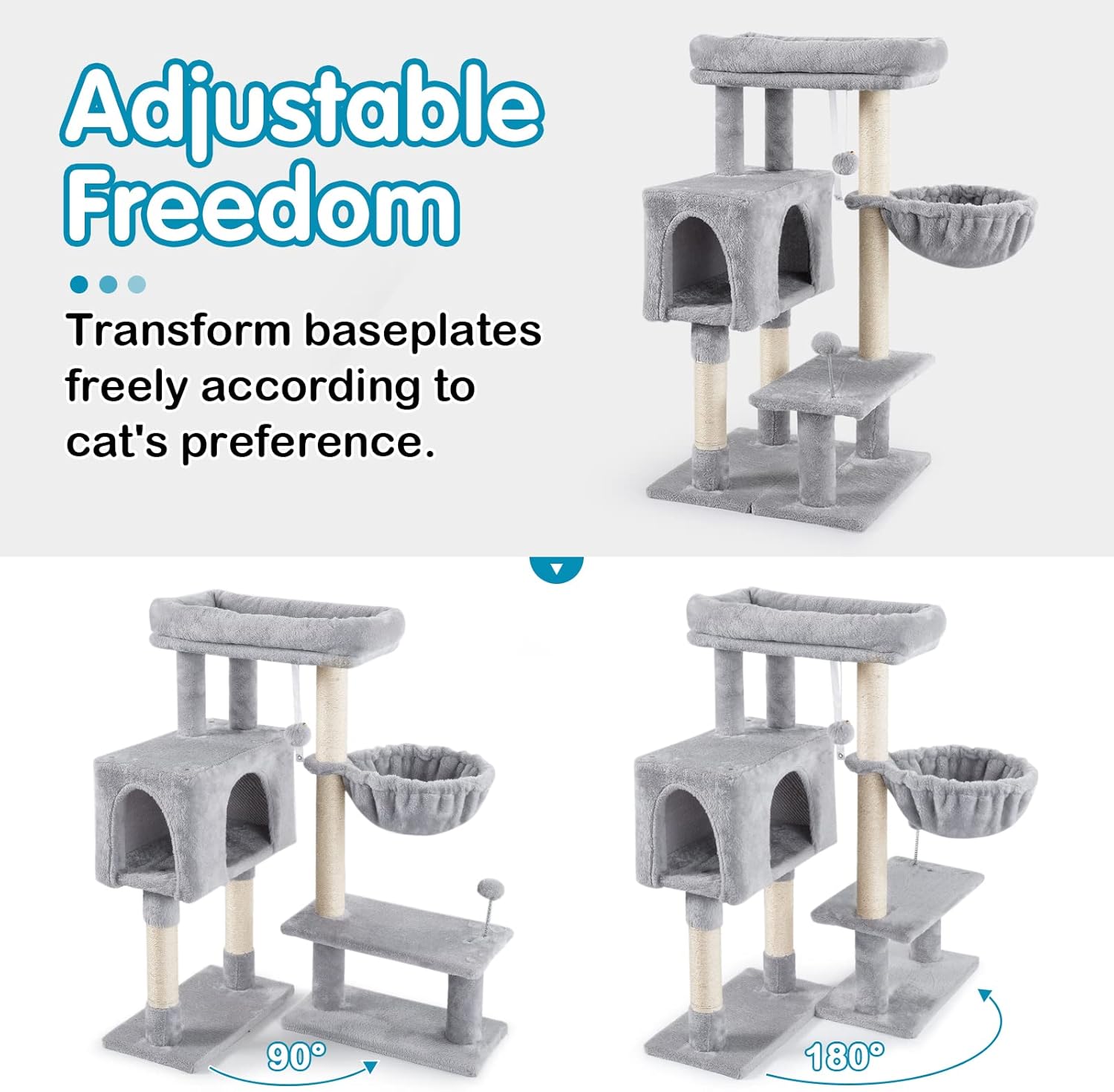 Cat Tree with Adjustable Base, Multi-Level Cat Furniture, Pack of 2 D852