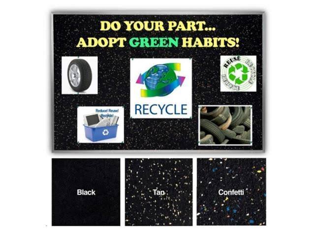Black Aluminum Frame Recycled Rubber Bulletin Board K228