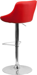 Red Vinyl Bucket Seat Adjustable Height Barstool with Chrome Base A328543