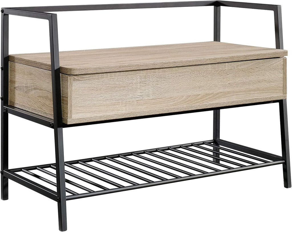 Storage Bench and Tall Bookcase, Charter Oak Finish I645035