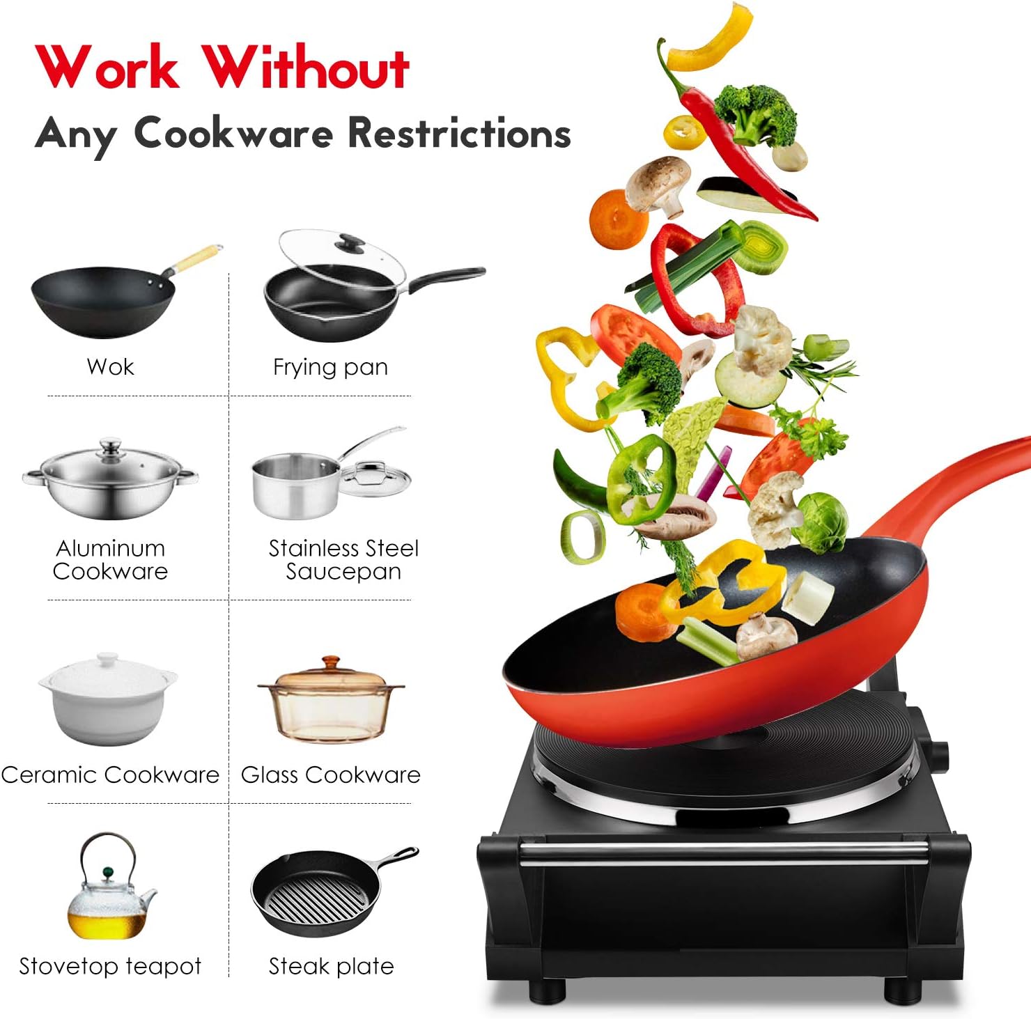 Red 1500W Countertop Single Burner Hot Plate X3686
