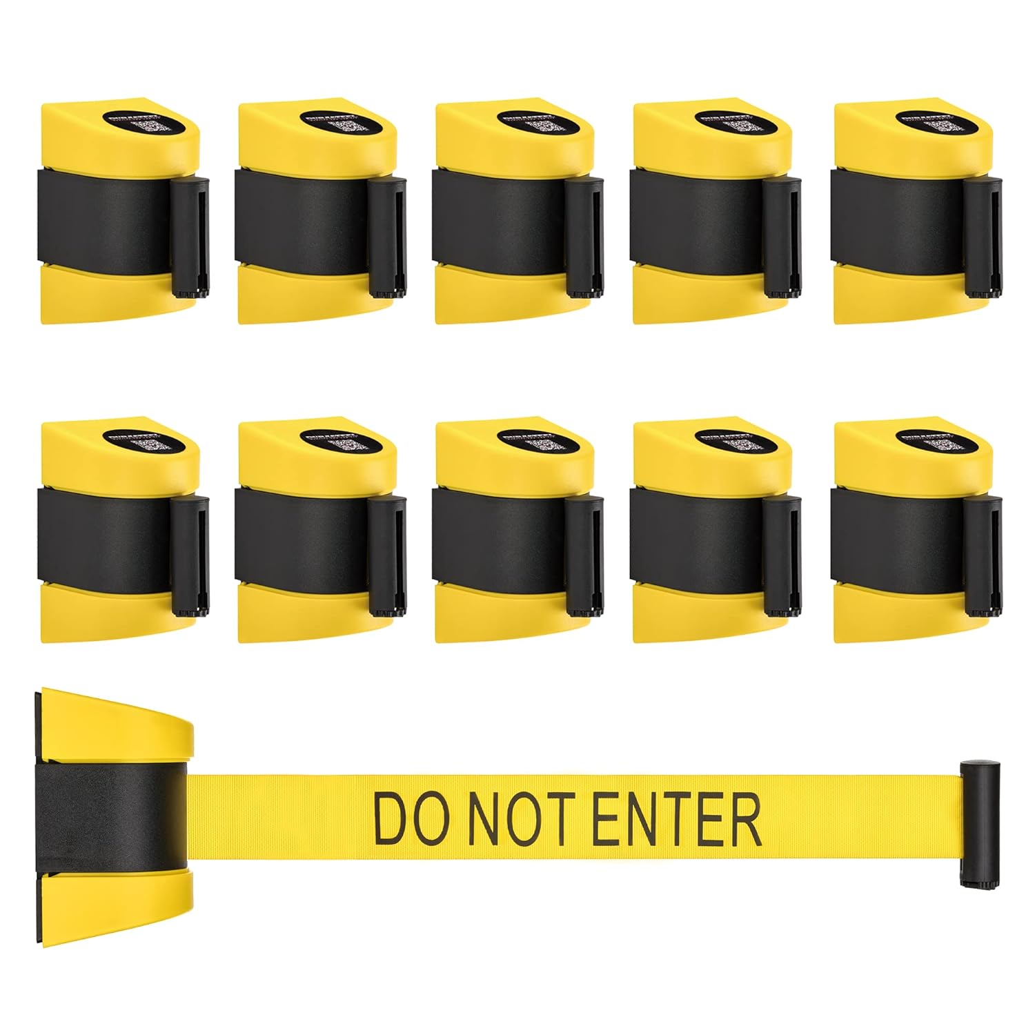 Retractable Wall Mount Caution Belt, 6.5 Ft. Yellow Do Not Enter Belt with Sturdy ABS Casing Y819413