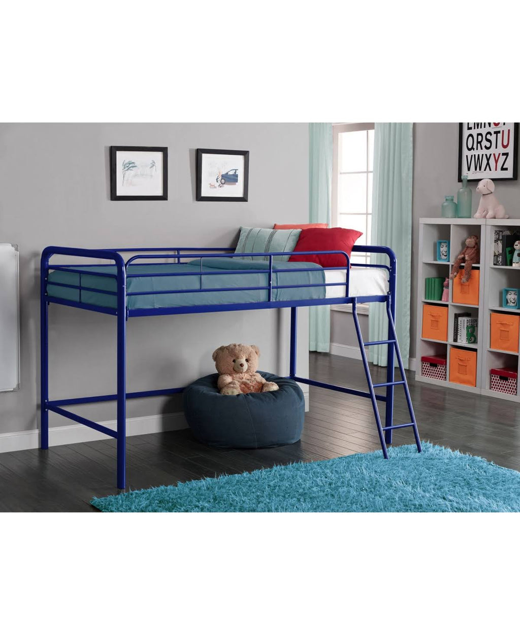 Navy Metal Loft Bed P587008