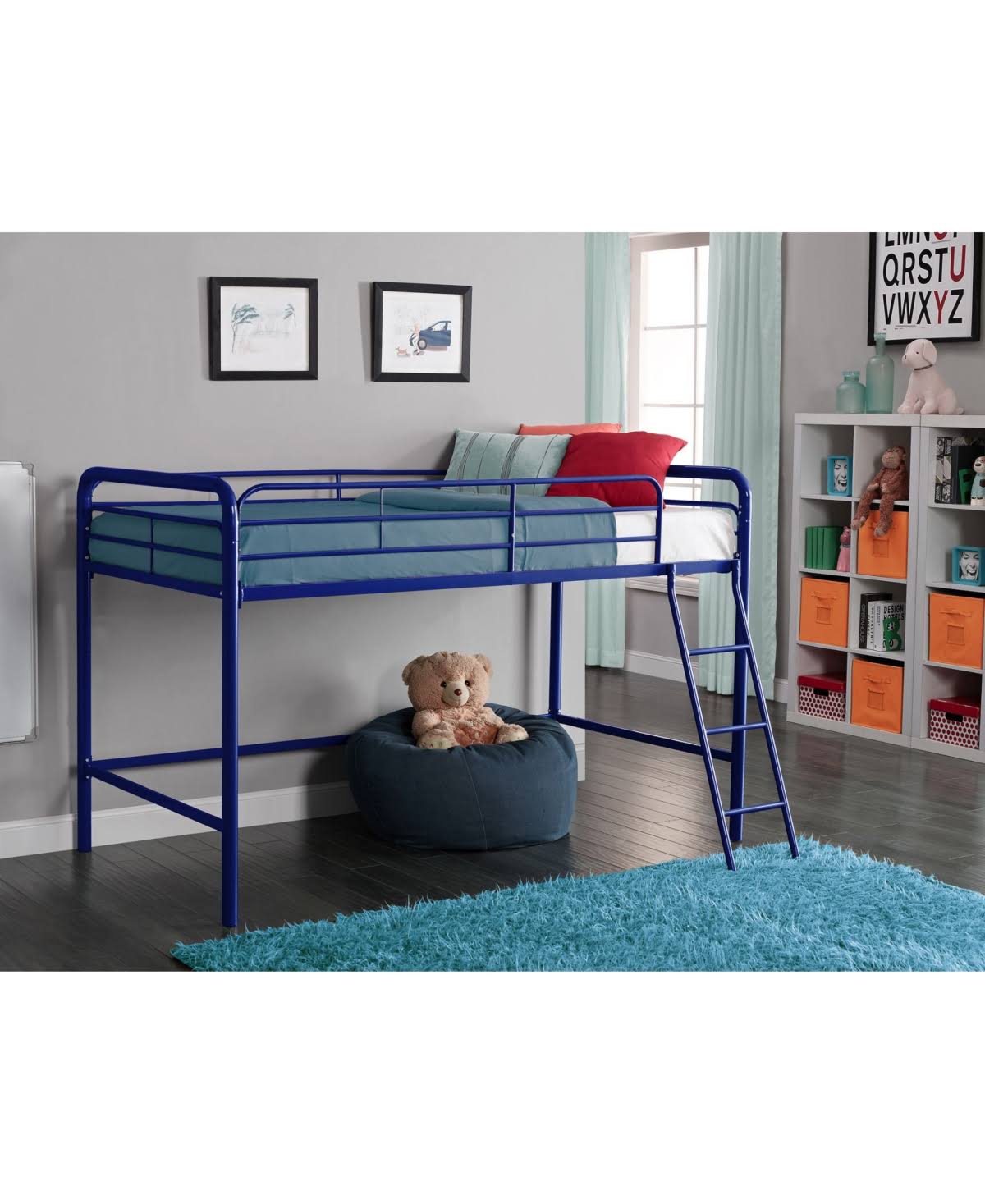 Navy Metal Loft Bed P587008