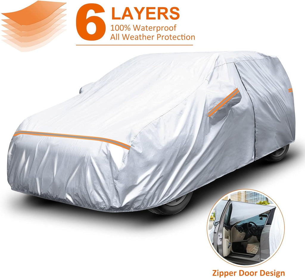 6 Layers Waterproof All Weather Car Cover with Zipper Door R3829