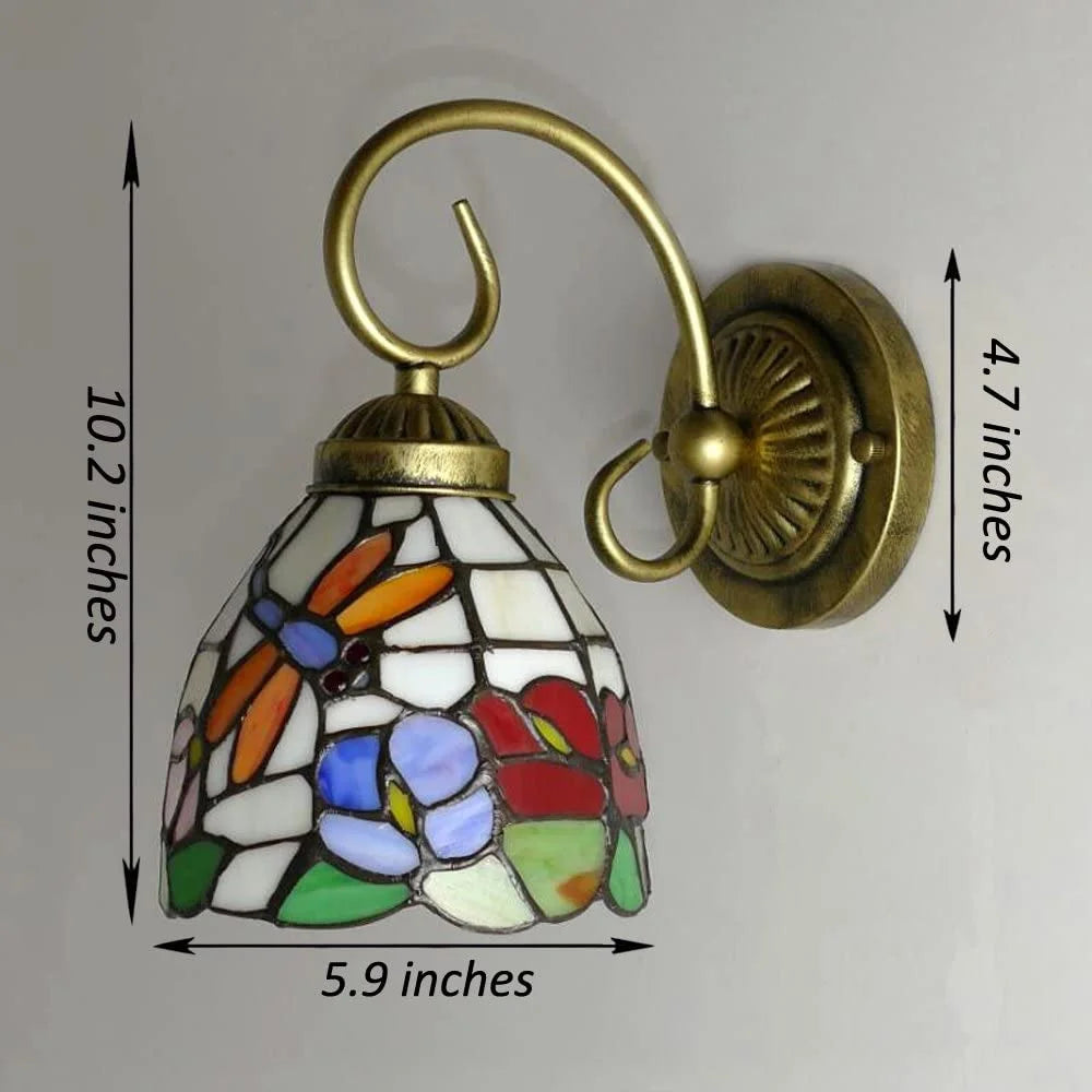 Tiffany Style Dimmable Wall Sconce with Remote Control, Set of 2 J293