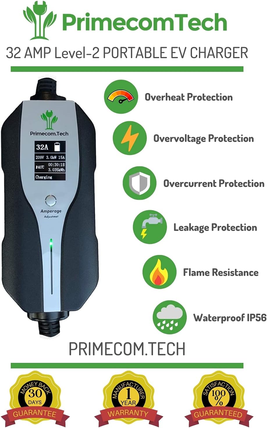 Level 2 Electric Vehicle Charger with 40Ft Cable V97034