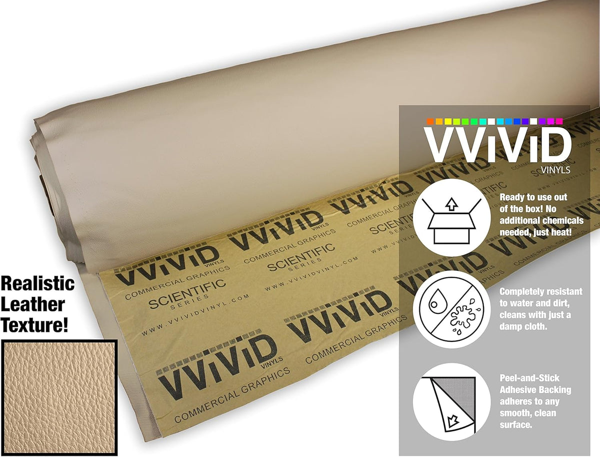 Beige Adhesive Faux Leather Marine Vinyl (10ft x 54") Pack of 2 J687080