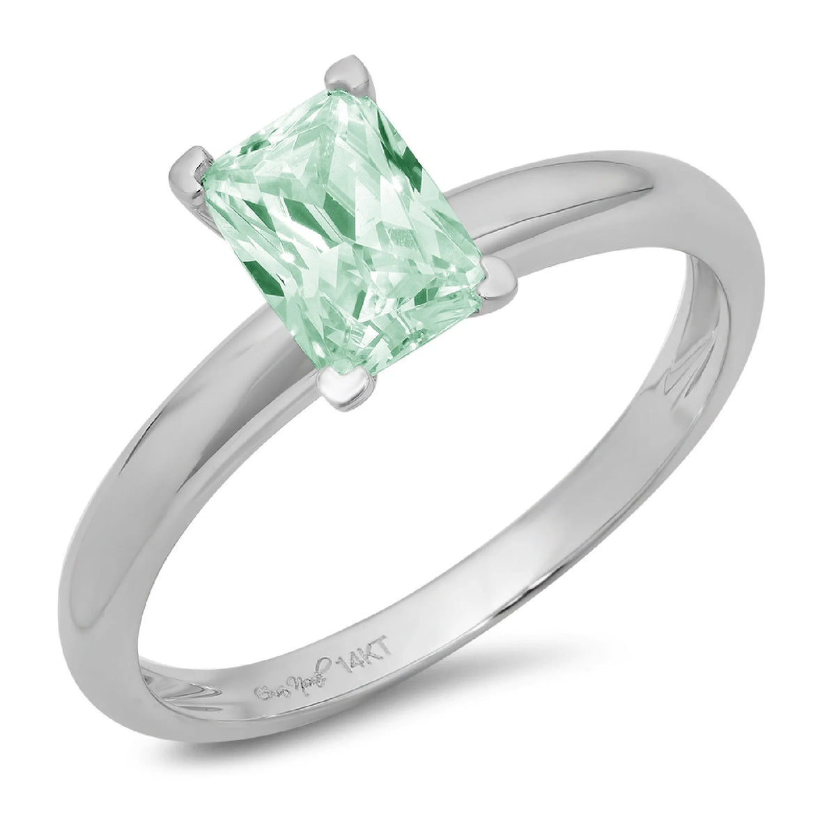 Emerald Cut Blue Moissanite 18k White Gold Ring Size 3.75 R72865
