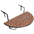 Mosaic Balcony Table Hanging Semi-Circular Terracotta F256431