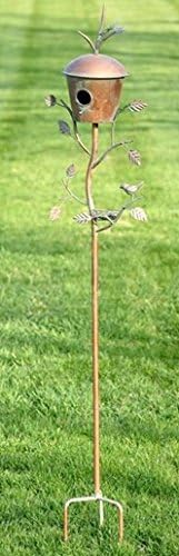 Large Copper Colored Birdhouse Garden Stakes X8946
