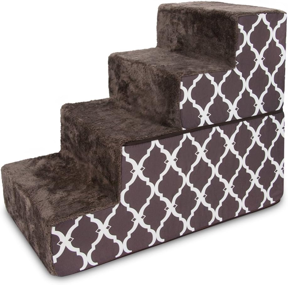 Ash Gray Linen 3-Steps Pet Stairs Pack of 2 T7148