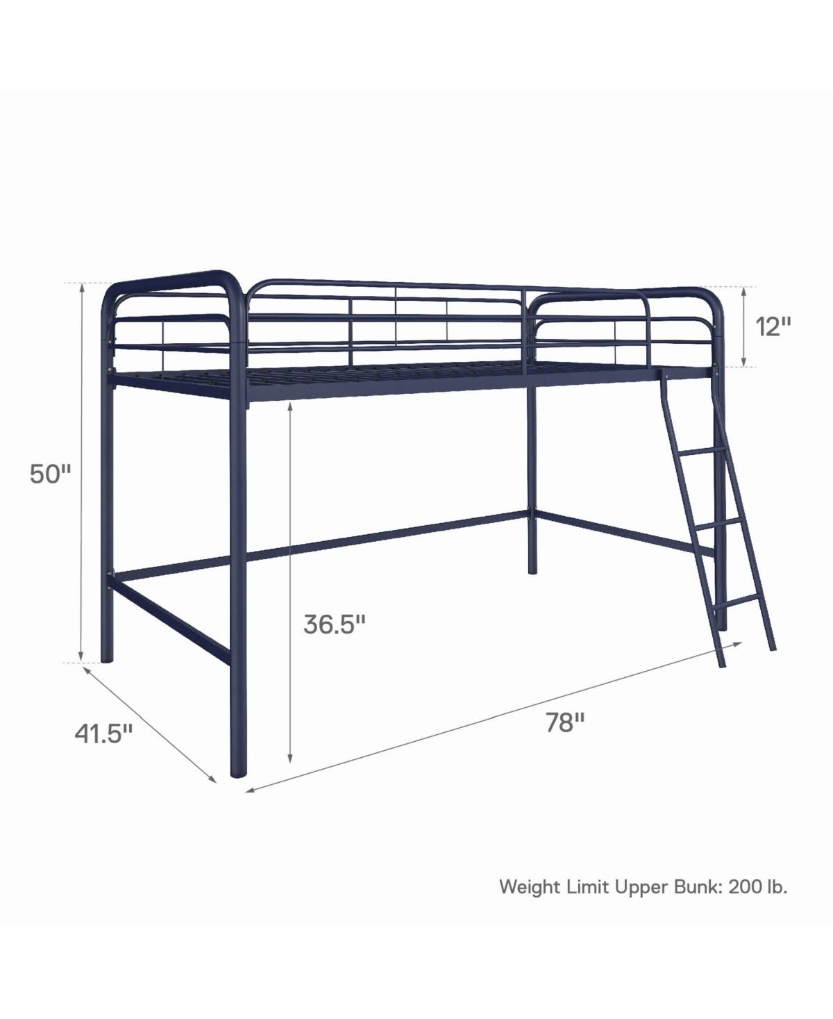Navy Metal Loft Bed P587008