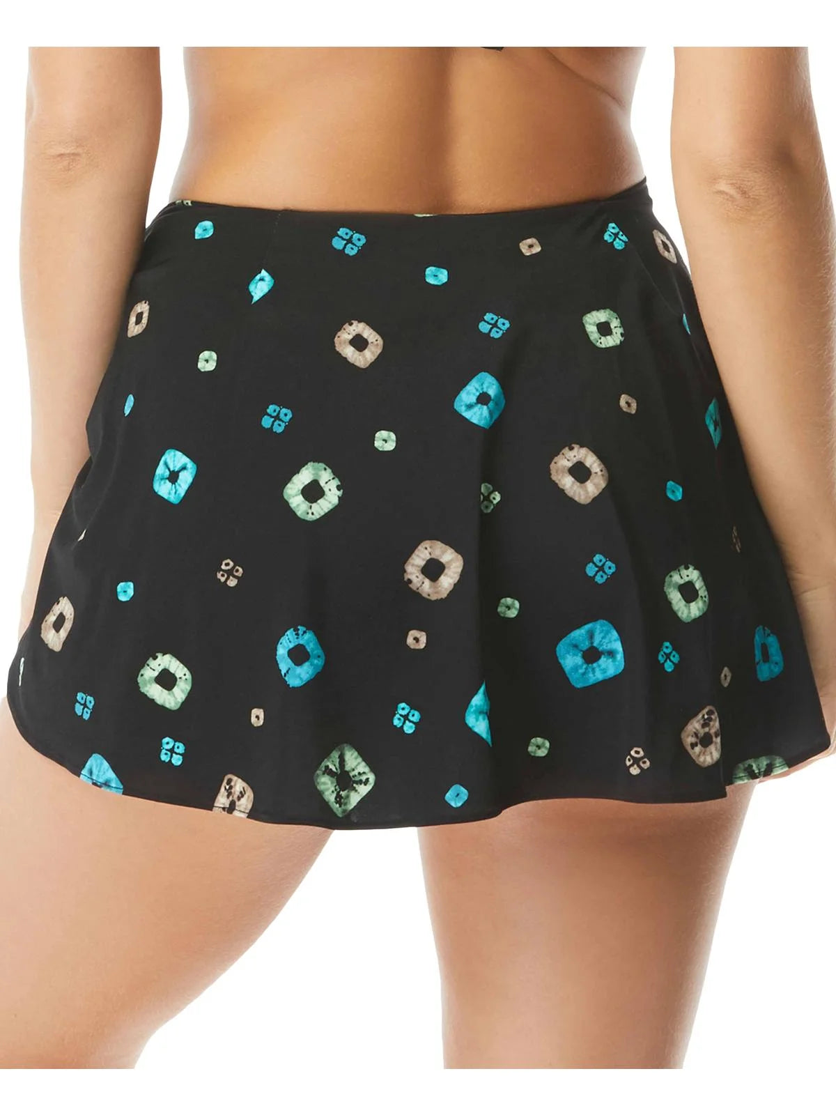 Black Printed Side Tie Swim Skirt A242617