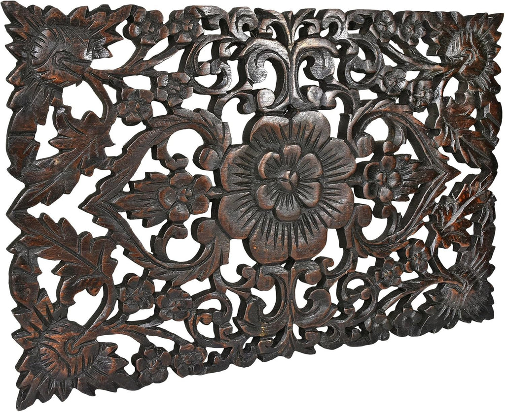 Hand Carved Teak Wood Wall Art 18 x 12 F234956