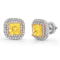 2.31 ct Princess Cut Halo Studs Earrings Screw back F371829