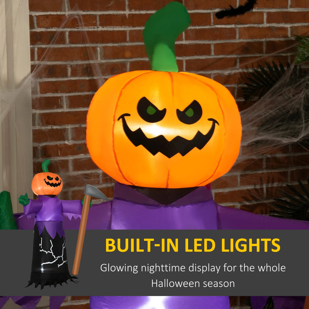 Inflatable Halloween Pumpkin Grim Reaper LED Yard Display E424