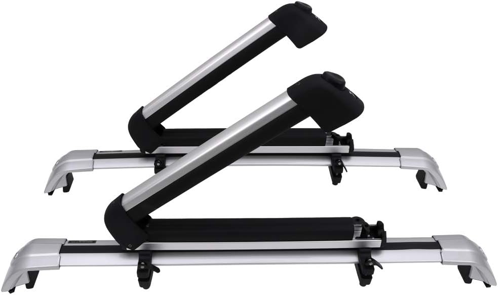 Lockable Cross Bars Ski Snowboard Racks Kit for 4 Skis or 4 Snowboards I34585
