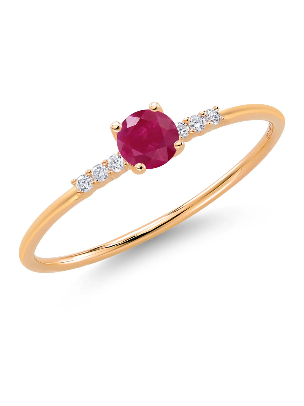 10K Yellow Gold Red Ruby and White Lab Grown Diamond Engagement Ring D192959