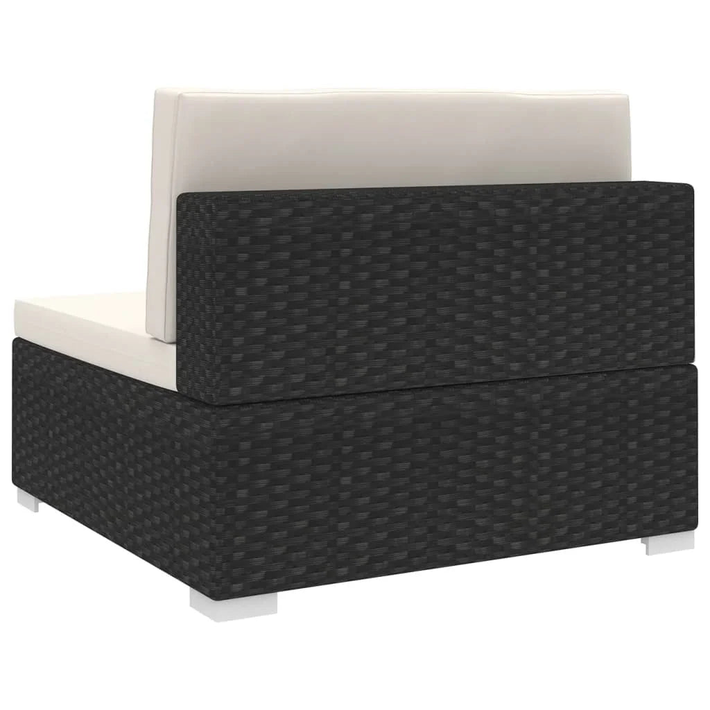 Poly Rattan Black Sectional Middle Seat with Cushions C183