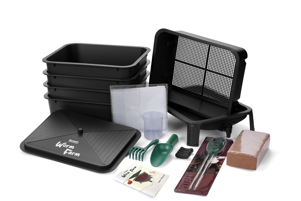 Worm Composter 5-Tray Compost Bin Worm Farm with Complete Kits (Black) A512386