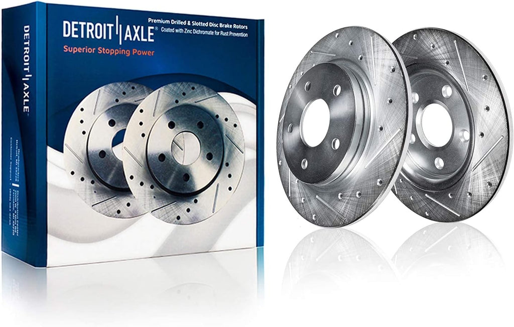 Front & Rear Drilled Slotted Rotors + Brake Pads 10pc Set I2515