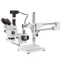 7X-45X Simul-Focal Stereo Zoom Microscope on Boom Stand with Fluorescent Light and 5MP USB3 Camera Y329703
