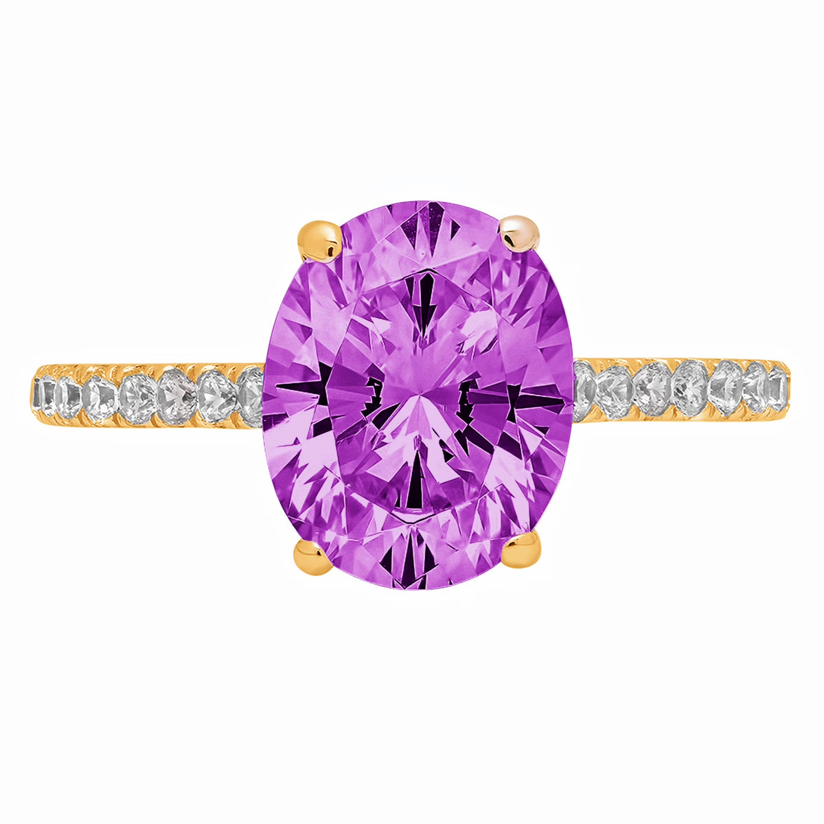 Oval Cut Simulated Alexandrite 18k Yellow Gold Ring Size 3.75 G243