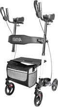 Upright Rollator Walker with Seat and Back Support, Folding Stand Up Walker with Armrest, Adjustable Rolling Walker with Forearm Support J1775