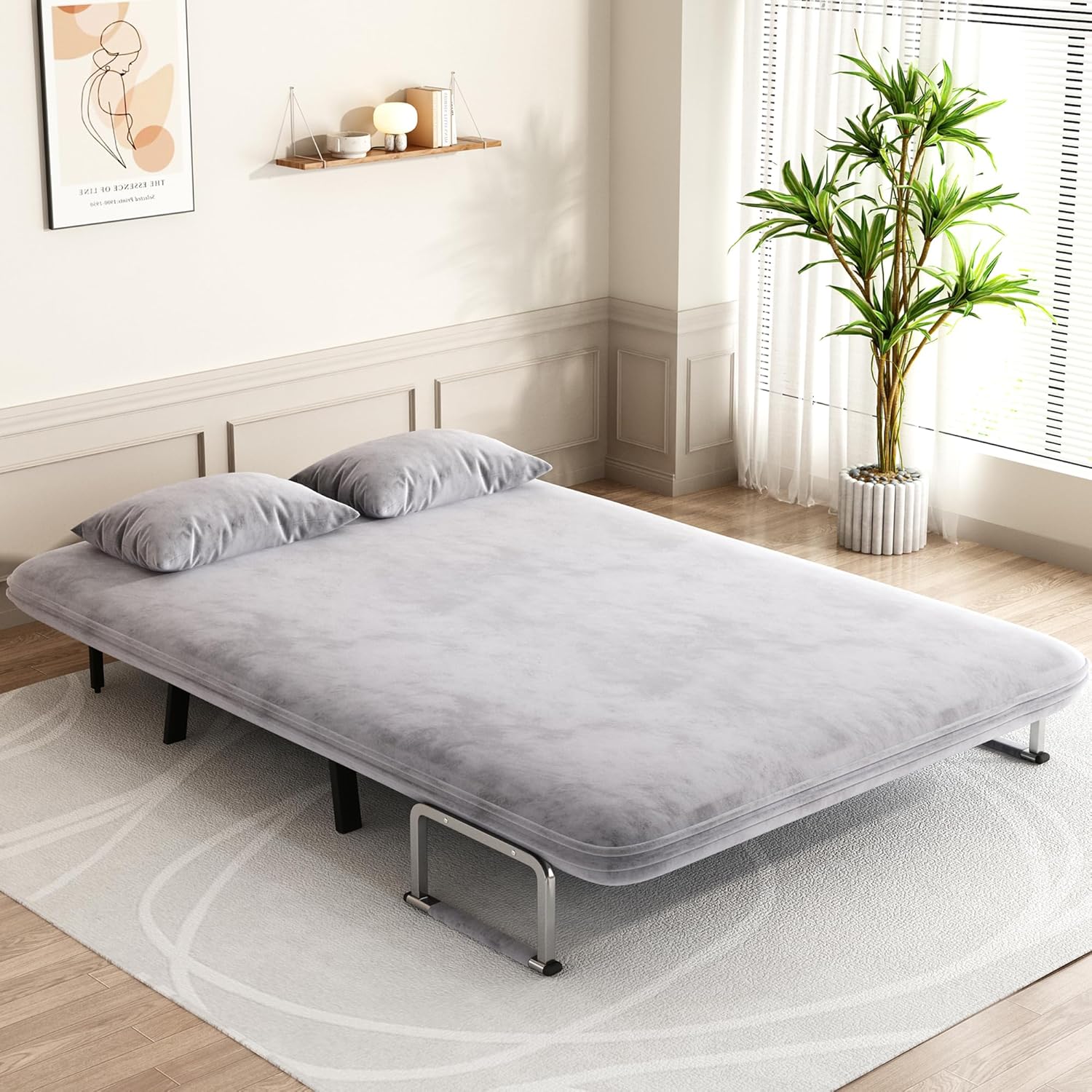 Folding Chair Bed Convertible Sleeper Sofa with Adjustable Backrest and Pillow F6702