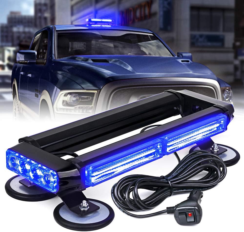 Blue COB LED Strobe Light Bar with Magnetic Base, Pack of 2 K63917