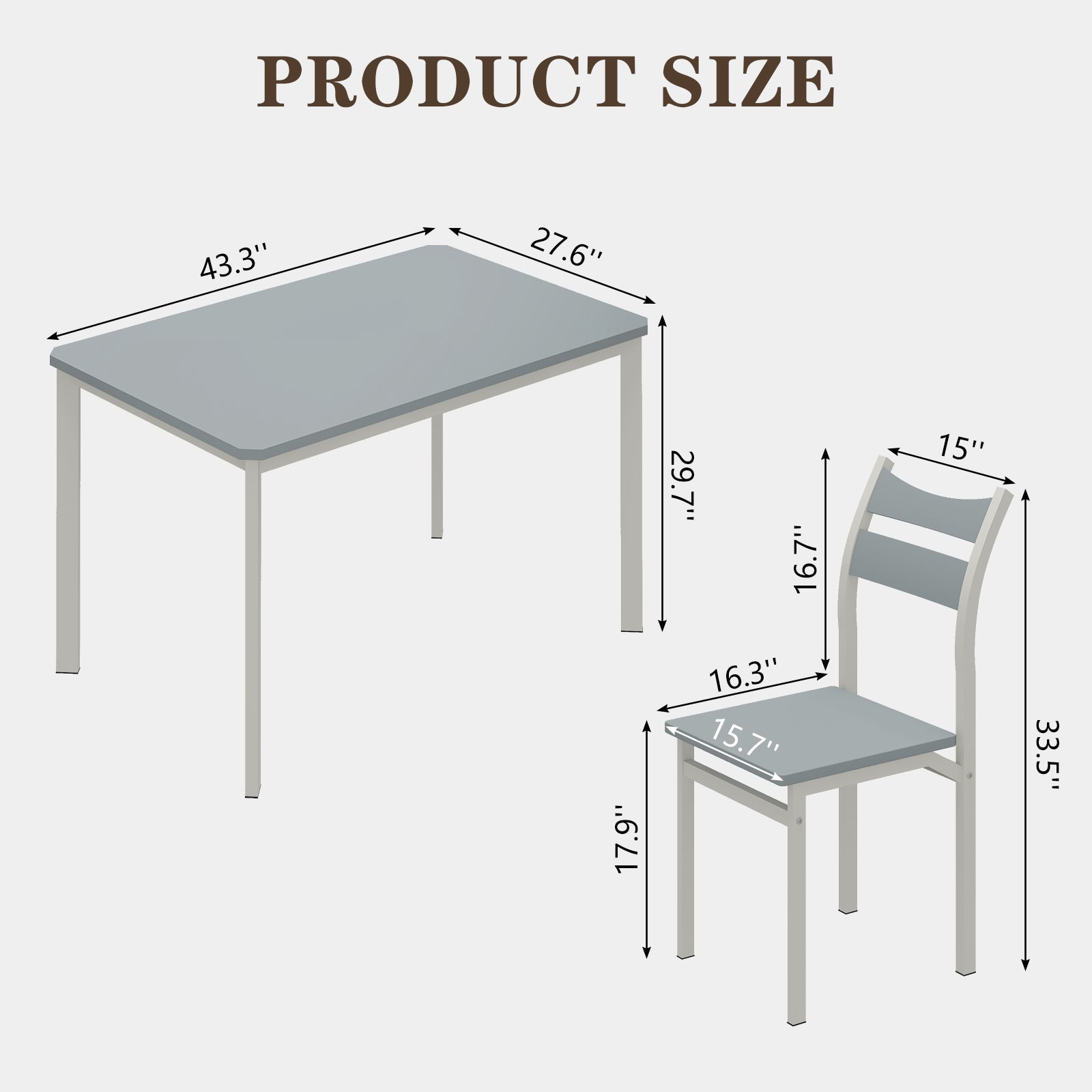 43.3 inch Gray Dining Table and Chair Set with 4 Chairs M852