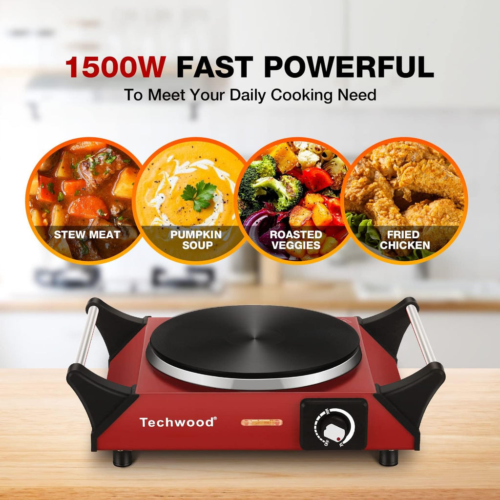 Red 1500W Countertop Single Burner Hot Plate X3686
