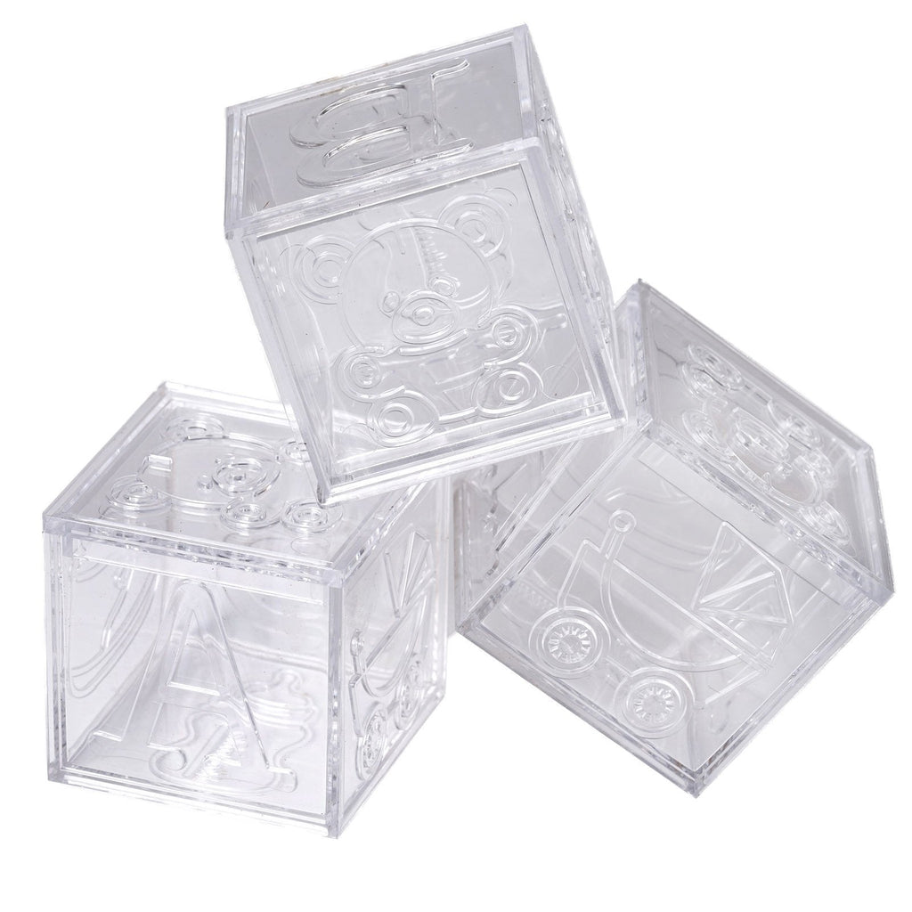 2" Clear Fillable Baby Blocks - 12/pk Q296