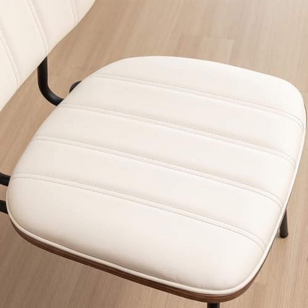 Faux Leather Walnut Dining Chairs with Ergonomic Backrest Upholstered Seat F9911