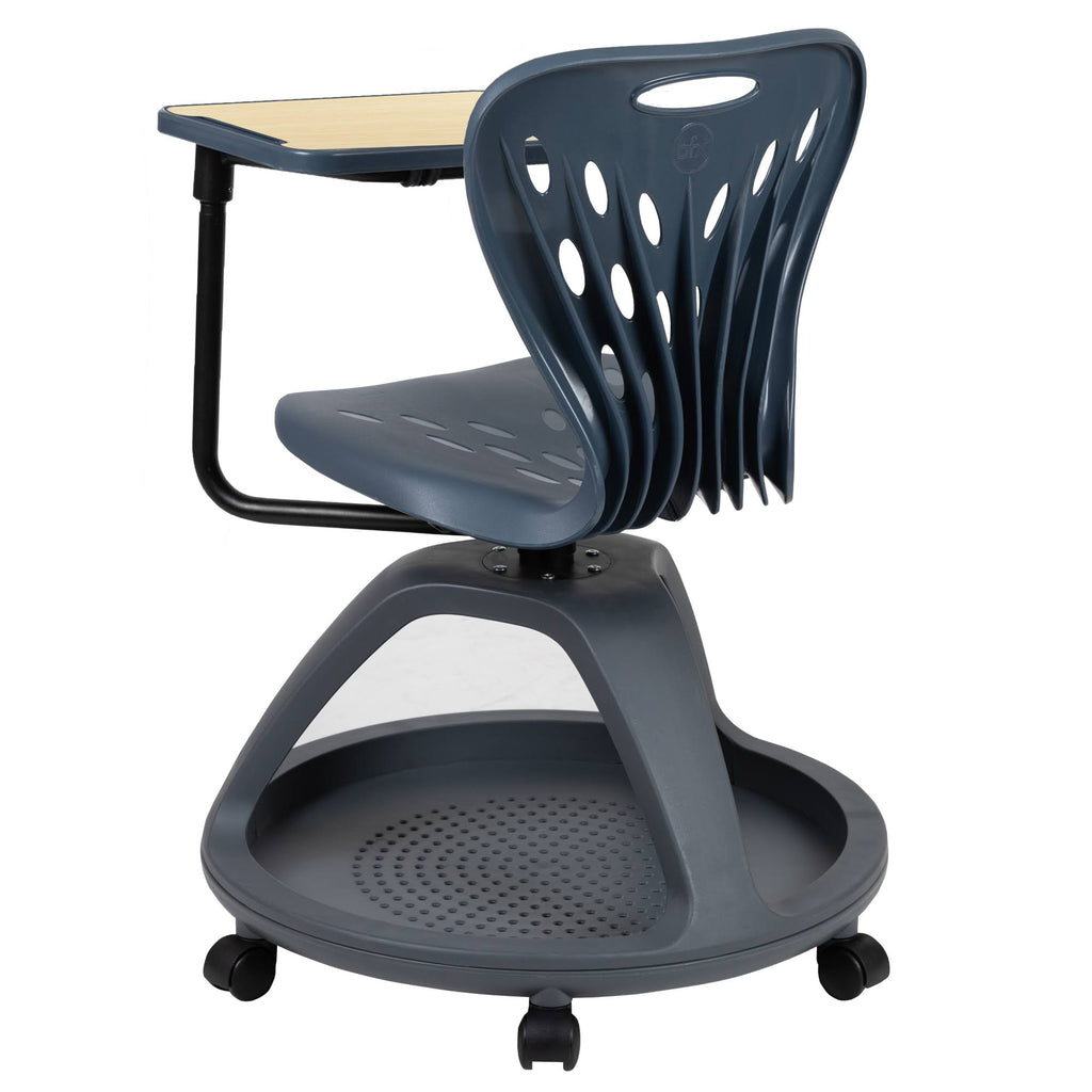 Dark Gray Mobile Desk Chair with Under Seat Storage Cubby B288