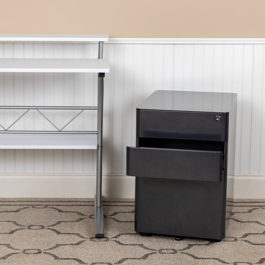 Black 3-Drawer Mobile Locking Filing Cabinet T382471