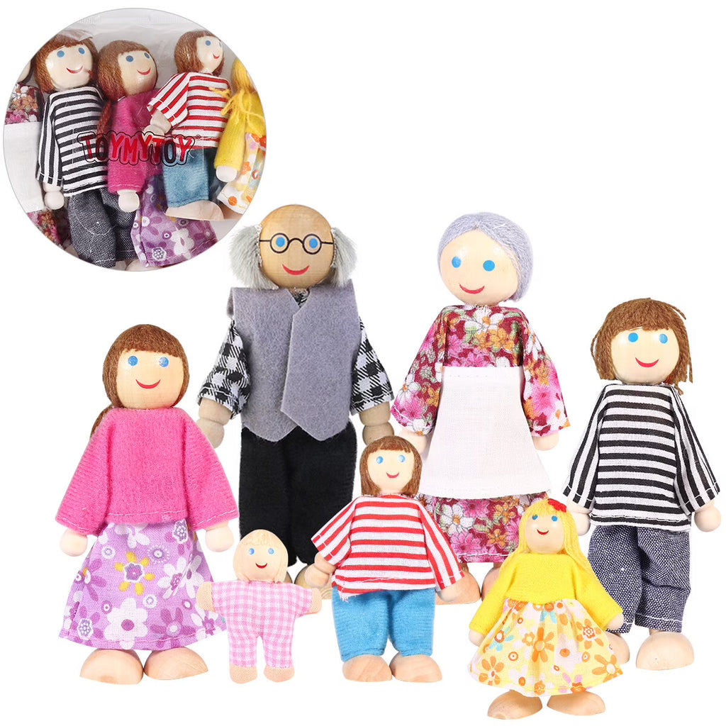 7 Pieces Wooden Dollhouse Family Figures P43799