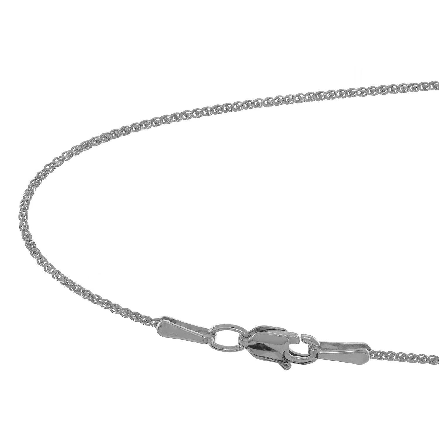 14k Solid White Gold Spiga Wheat Chain Necklace, 20 Inches V147
