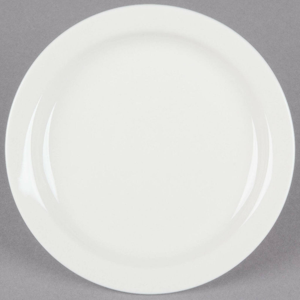 Narrow Rim 7-1/4-Inch White Stoneware Plate, Box of 36 V939361
