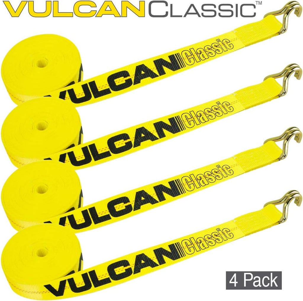 2 Inch x 30 Foot 4 Pack Yellow Winch Strap with Wire Hook M4735