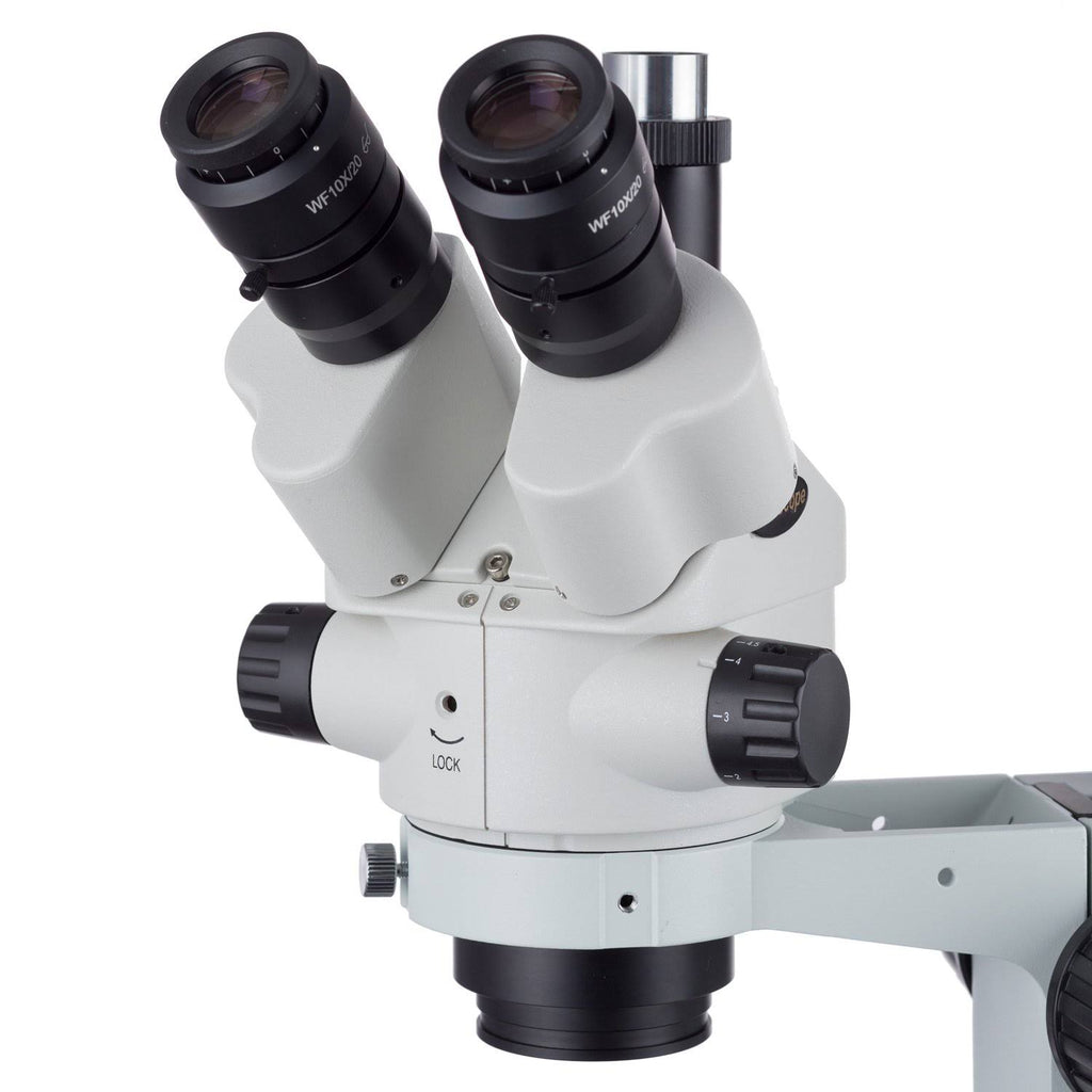 7X-45X Simul-Focal Stereo Zoom Microscope on Boom Stand with Fluorescent Light and 5MP USB3 Camera Y329703